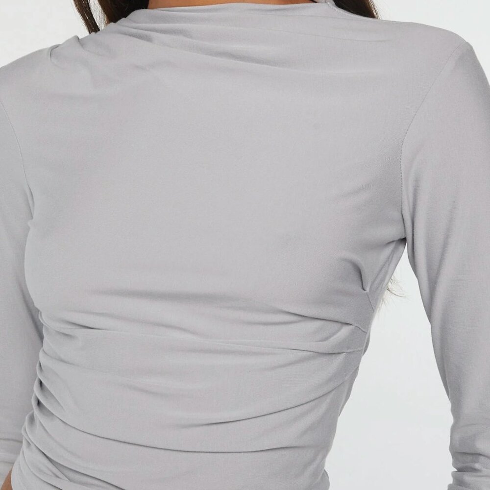 The Line by K Selma Long Sleeve Top in Silver